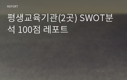 평생교육기관(2곳) SWOT분석 100점 레포트