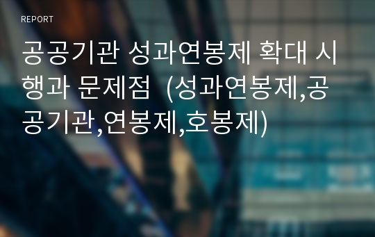 공공기관 성과연봉제 확대 시행과 문제점  (성과연봉제,공공기관,연봉제,호봉제)