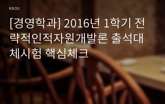 [경영학과] 2016년 1학기 전략적인적자원개발론 출석대체시험 핵심체크