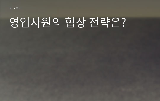 영업사원의 협상 전략은?