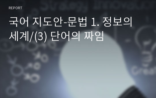 국어 지도안-문법 1. 정보의 세계/(3) 단어의 짜임