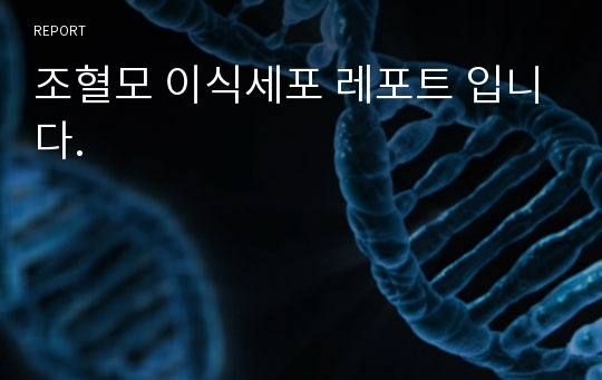 조혈모 이식세포 레포트 입니다.