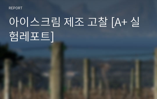 아이스크림 제조 고찰 [A+ 실험레포트]