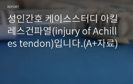 성인간호 케이스스터디 아킬레스건파열(injury of Achilles tendon)입니다.(A+자료)