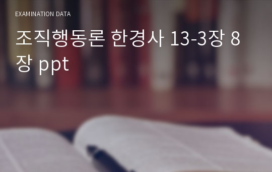 조직행동론 한경사 13-3장 8장 ppt