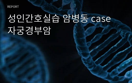 성인간호실습 암병동 case 자궁경부암