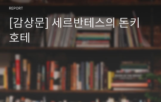 [감상문] 세르반테스의 돈키호테