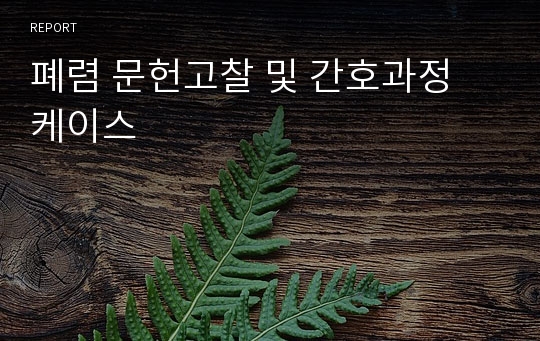 폐렴 문헌고찰 및 간호과정 케이스