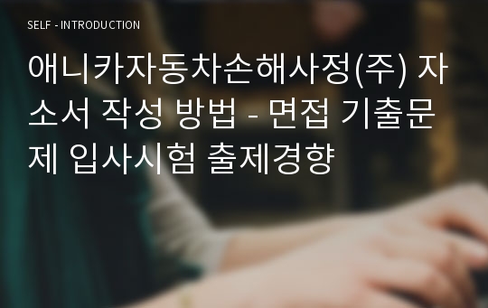 애니카자동차손해사정(주) 자소서 작성 방법 - 면접 기출문제 입사시험 출제경향