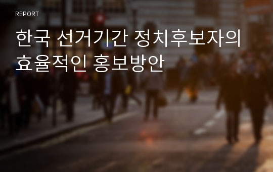 한국 선거기간 정치후보자의 효율적인 홍보방안