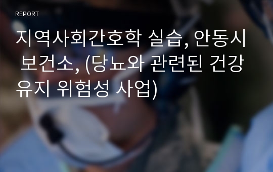 지역사회간호학 실습, 안동시 보건소, (당뇨와 관련된 건강유지 위험성 사업)