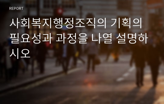 사회복지행정조직의 기획의 필요성과 과정을 나열 설명하시오