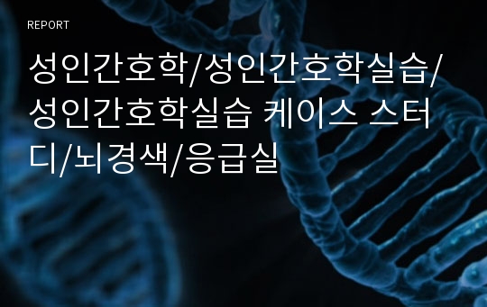 성인간호학/성인간호학실습/성인간호학실습 케이스 스터디/뇌경색/응급실