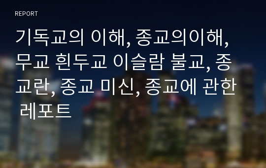 기독교의 이해, 종교의이해, 무교 흰두교 이슬람 불교, 종교란, 종교 미신, 종교에 관한 레포트