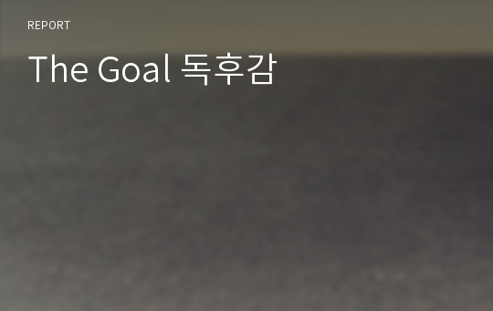 The Goal 독후감