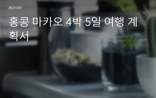 홍콩 마카오 4박 5일 여행 계획서