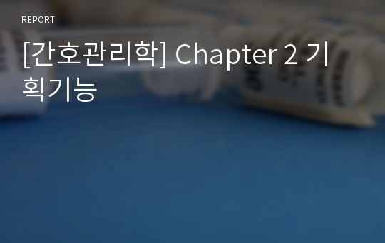 [간호관리학] Chapter 2 기획기능