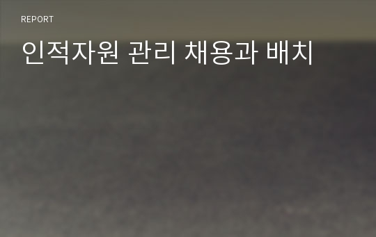 인적자원 관리 채용과 배치