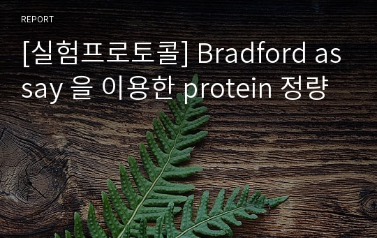 [실험프로토콜] Bradford assay 을 이용한 protein 정량