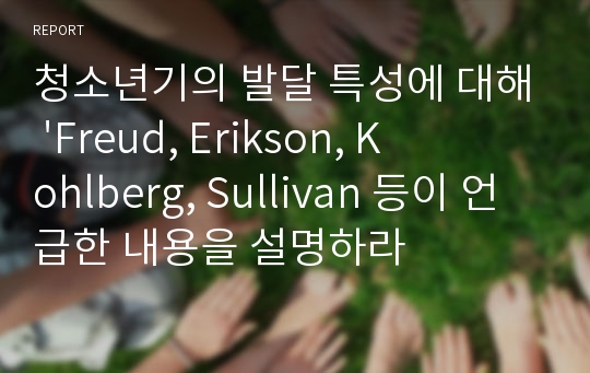 청소년기의 발달 특성에 대해 &#039;Freud, Erikson, Kohlberg, Sullivan 등이 언급한 내용을 설명하라