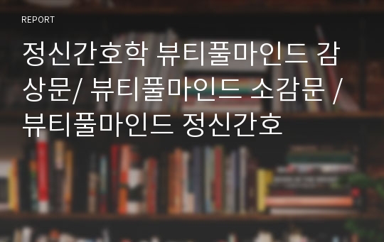 정신간호학 뷰티풀마인드 감상문/ 뷰티풀마인드 소감문 / 뷰티풀마인드 정신간호