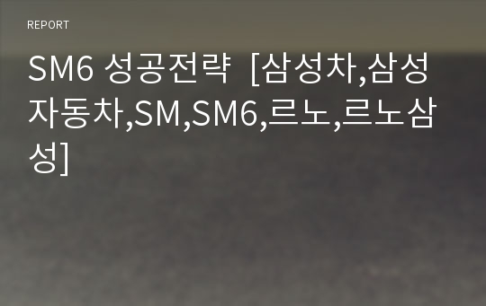 SM6 성공전략  [삼성차,삼성자동차,SM,SM6,르노,르노삼성]