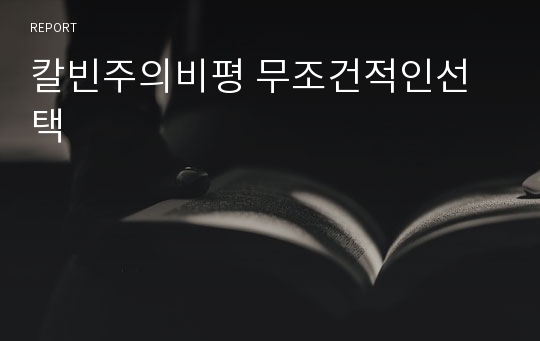 칼빈주의비평 무조건적인선택