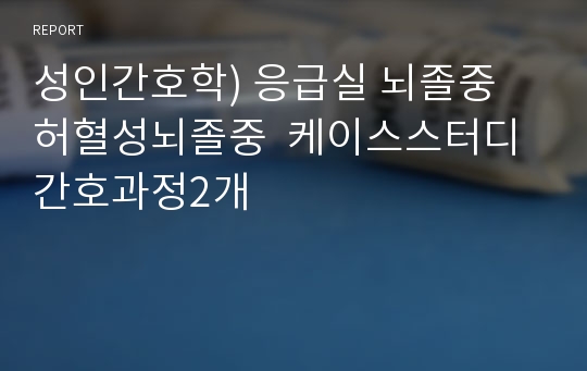 성인간호학) 응급실 뇌졸중 허혈성뇌졸중  케이스스터디 간호과정2개