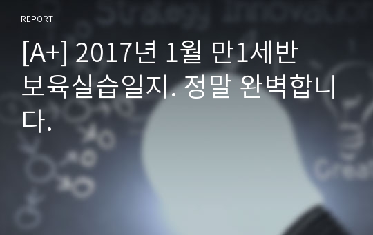 [A+] 2017년 1월 만1세반  보육실습일지. 정말 완벽합니다.