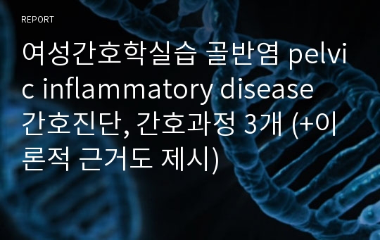 여성간호학실습 골반염 pelvic inflammatory disease 간호진단, 간호과정 3개 (+이론적 근거도 제시)