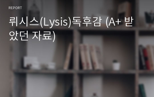 뤼시스(Lysis)독후감 (A+ 받았던 자료)