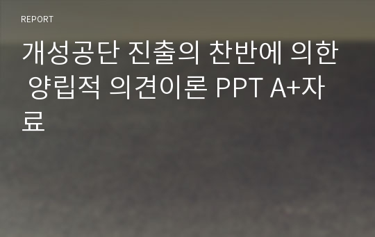 개성공단 진출의 찬반에 의한 양립적 의견이론 PPT A+자료