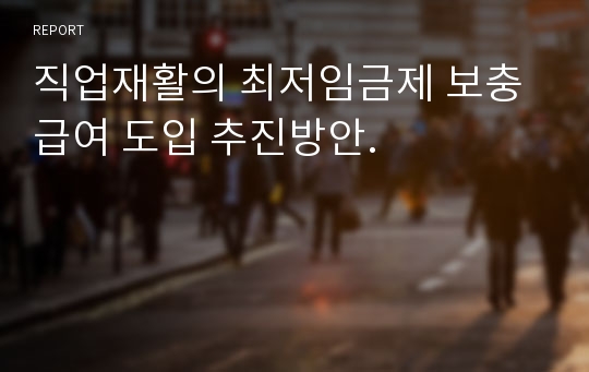 직업재활의 최저임금제 보충급여 도입 추진방안.