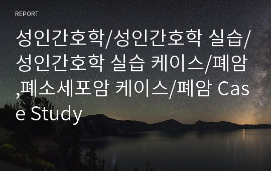 성인간호학/성인간호학 실습/성인간호학 실습 케이스/폐암,폐소세포암 케이스/폐암 Case Study