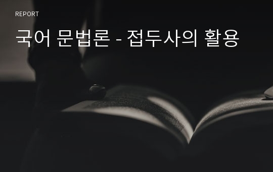 국어 문법론 - 접두사의 활용