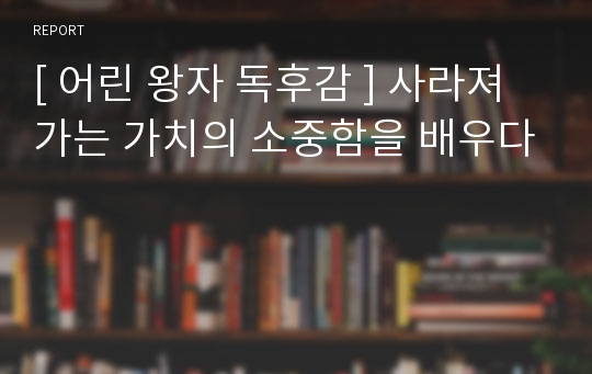 [ 어린 왕자 독후감 ] 사라져가는 가치의 소중함을 배우다