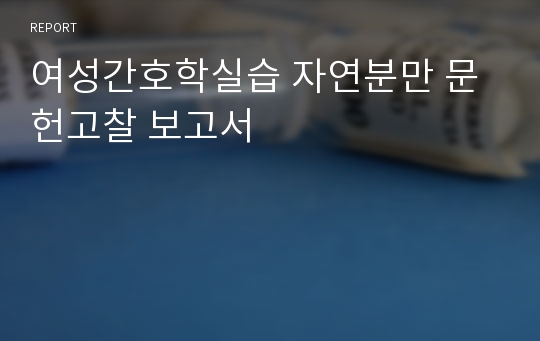 여성간호학실습 자연분만 문헌고찰 보고서