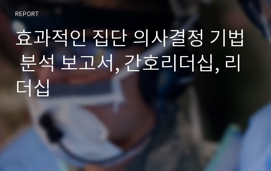 효과적인 집단 의사결정 기법 분석 보고서, 간호리더십, 리더십