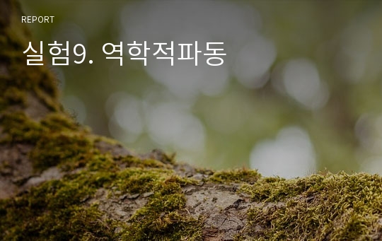 실험9. 역학적파동