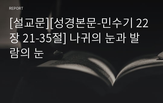 [설교문][성경본문-민수기 22장 21-35절] 나귀의 눈과 발람의 눈