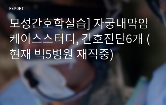 모성간호학실습] 자궁내막암 케이스스터디, 간호진단6개 (현재 빅5병원 재직중)