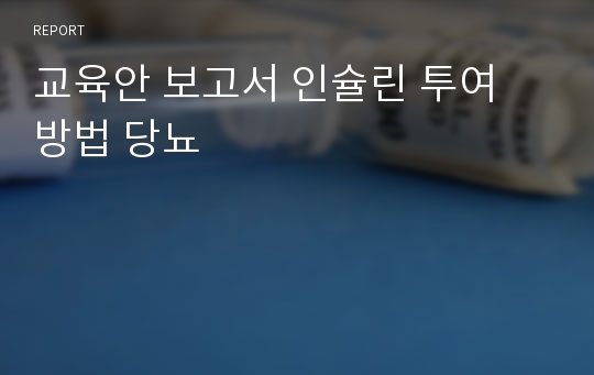 교육안 보고서 인슐린 투여 방법 당뇨