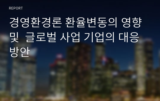 경영환경론 환율변동의 영향 및  글로벌 사업 기업의 대응방안