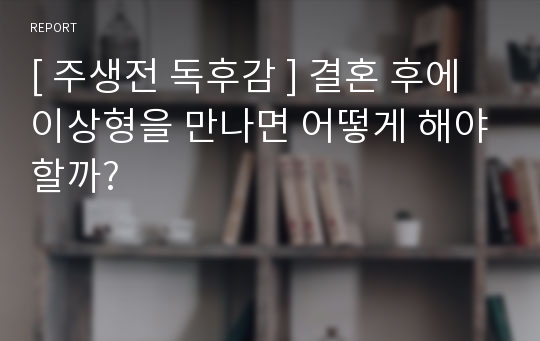 [ 주생전 독후감 ] 결혼 후에 이상형을 만나면 어떻게 해야할까?