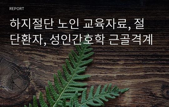 하지절단 노인 교육자료, 절단환자, 성인간호학 근골격계