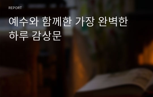 예수와 함께한 가장 완벽한 하루 감상문