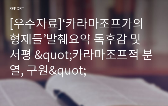 [우수자료]‘카라마조프가의 형제들’발췌요약 독후감 및 서평 &quot;카라마조프적 분열, 구원&quot;