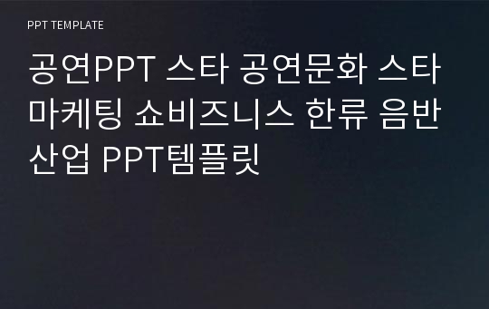 공연PPT 스타 공연문화 스타마케팅 쇼비즈니스 한류 음반산업 PPT템플릿