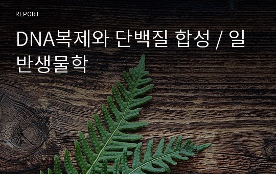 DNA복제와 단백질 합성 / 일반생물학