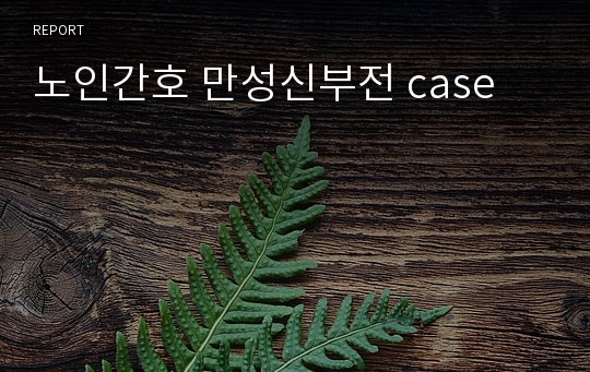 노인간호 만성신부전 case study A+!!